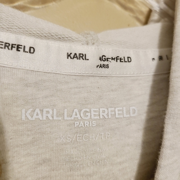 Karl Lagerfeld Paris | Women's Gray Graphic Hoodie Sweatshirt (Size Small) - Picture 2 of 14
